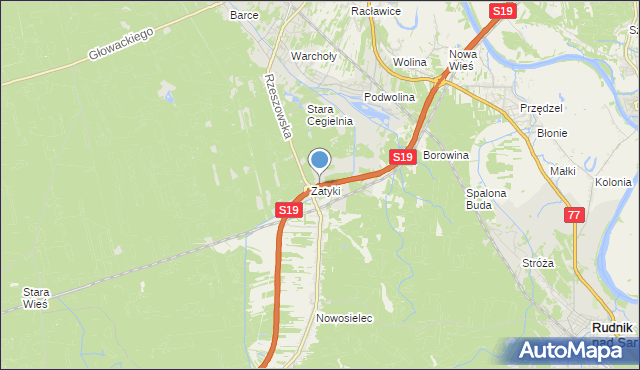 mapa Leśniczówka Zatyki, Leśniczówka Zatyki na mapie Targeo